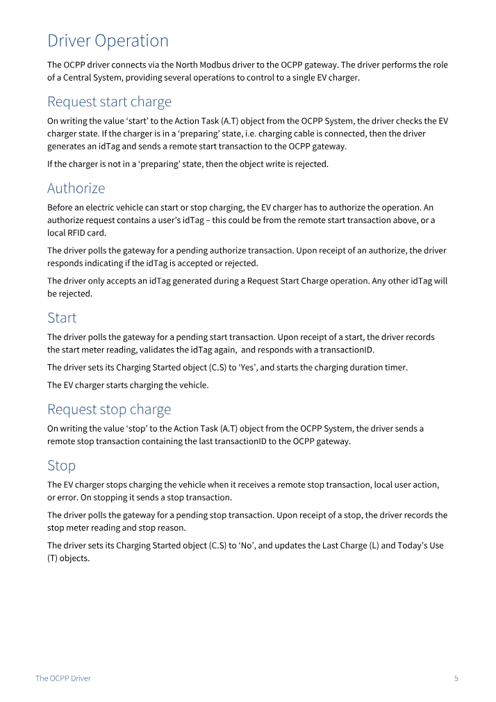 Preview thumbnail of page 5 of the OCPP Driver Manual PDF document.